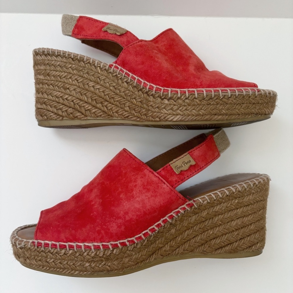 Toni Pons Red Wedge Suede Espadrilles Sz 37 US 6.5 - Picture 6 of 7